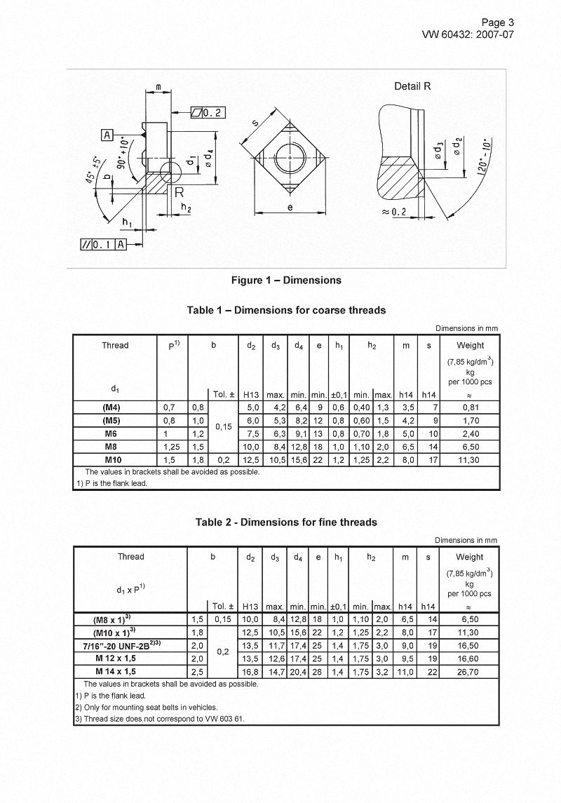 VW60432 SQUARE WELD NUT