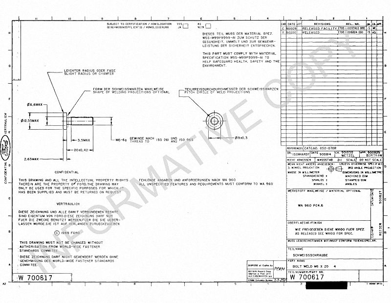 FORD-W700617-PROJECTION-WELD-SCREWS-M6-20